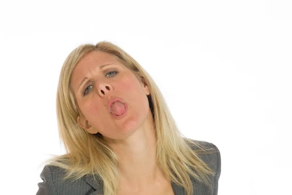 Model sticking tongue out — Stock Photo, Image