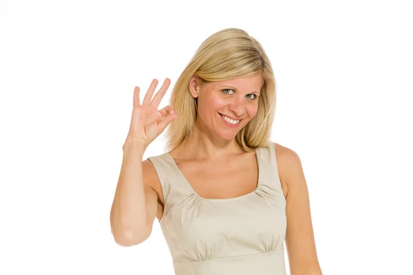 Modello gesturing ok segno — Foto Stock