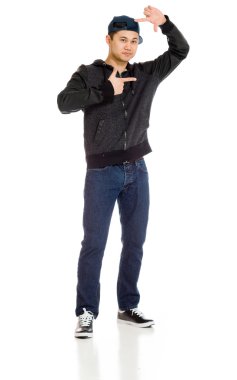 modeli çerçeveleme parmak ile