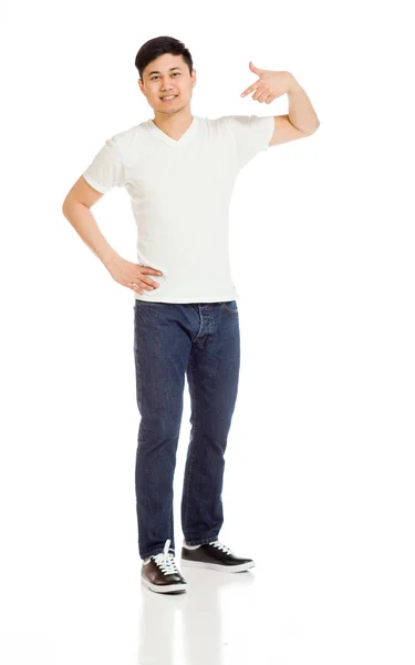 Model pointing to himself — Stock Photo, Image