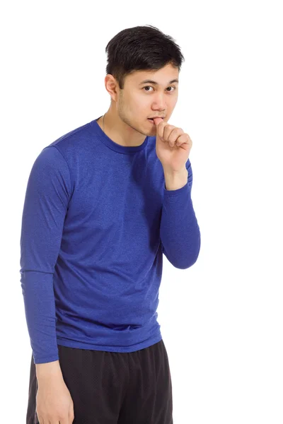 Model nervous biting nails — Stock Photo, Image