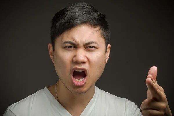 Model angry scolding and pointing — Stock Photo, Image