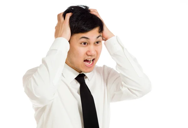 Stressed model pulling hairs — Stock Photo, Image