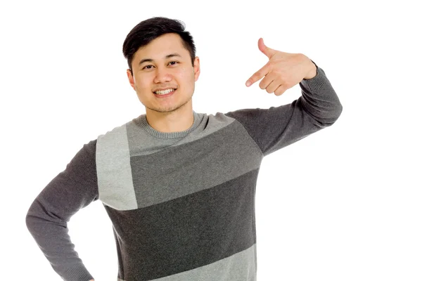 Model pointing to himself — Stock Photo, Image