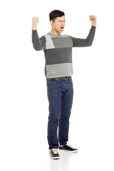 Lycklig modell med armar i luften — Stockfoto
