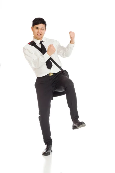 Model cheerful with fists up — Stock Photo, Image