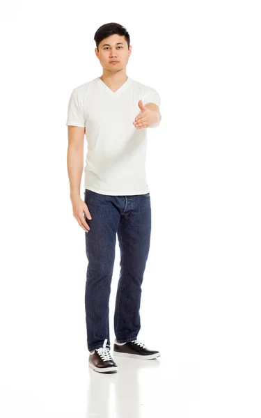 Model gesturing hand shake — Stock Photo, Image