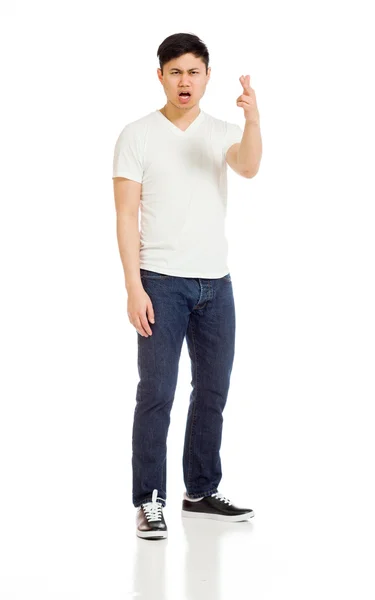 Model angry scolding and pointing — Stock Photo, Image