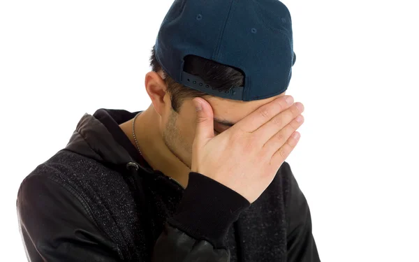 Model hiding face because of shame — Stock Photo, Image