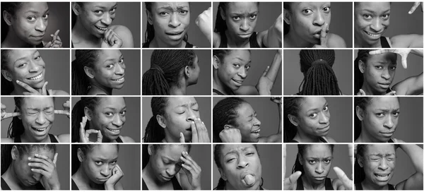 Collage of different facial expressions — Stock Photo, Image