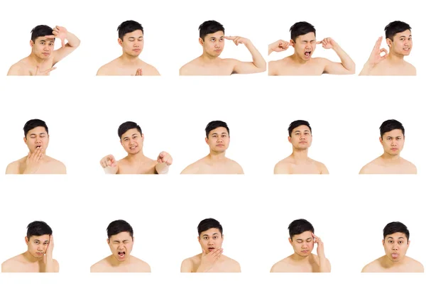 Collage de diferentes expresiones faciales — Foto de Stock