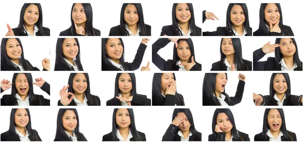 Collage van verschillende gezichtsuitdrukkingen — Stockfoto