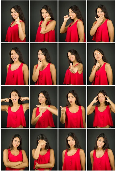 Collage van verschillende gezichtsuitdrukkingen — Stockfoto