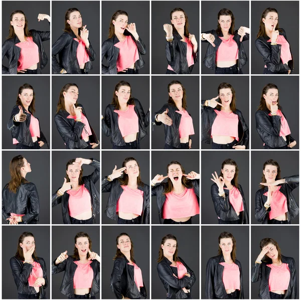 Collage de diferentes expresiones faciales — Foto de Stock