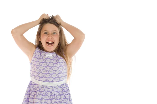 Modello stressato tirando i capelli — Foto Stock