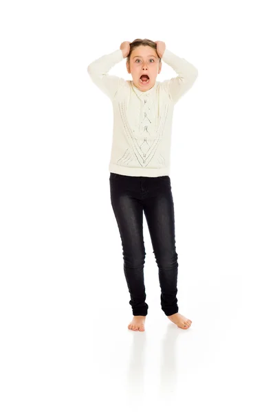 Stressed model pulling hairs — Stock Photo, Image