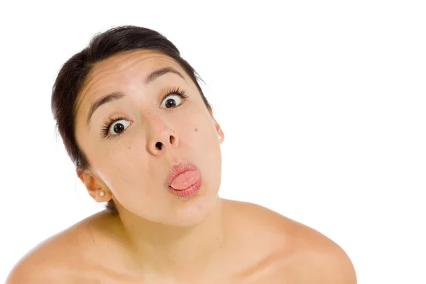 Model sticking tongue out — Stock Photo, Image