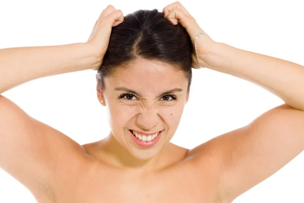 毛を引っ張るストレス モデル — ストック写真