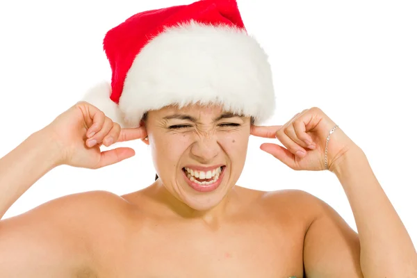 Model plugging ears — Stock Photo, Image