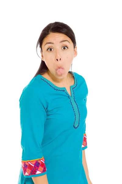 Model sticking tongue out — Stock Photo, Image