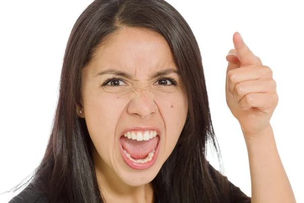 Model angry scolding and pointing — Stock Photo, Image