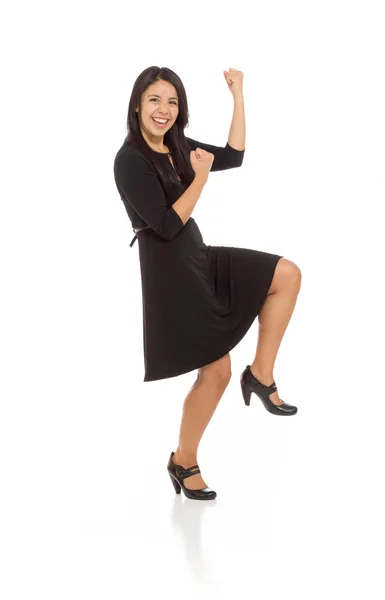 Model cheerful with fists up — Stock Photo, Image