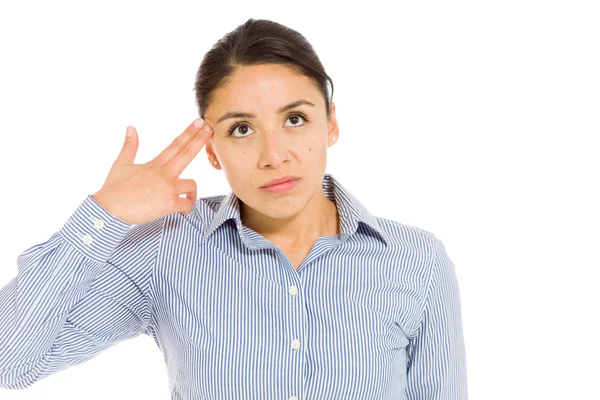 Model gesturing handgun sign — Stock Photo, Image