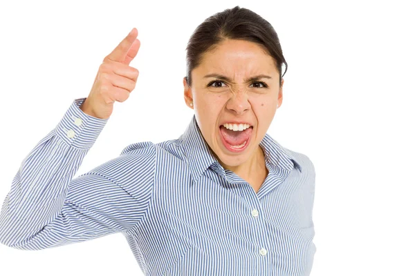 Model angry scolding and pointing — Stock Photo, Image