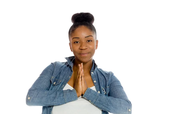 Model praying or wishing — Stock Photo, Image