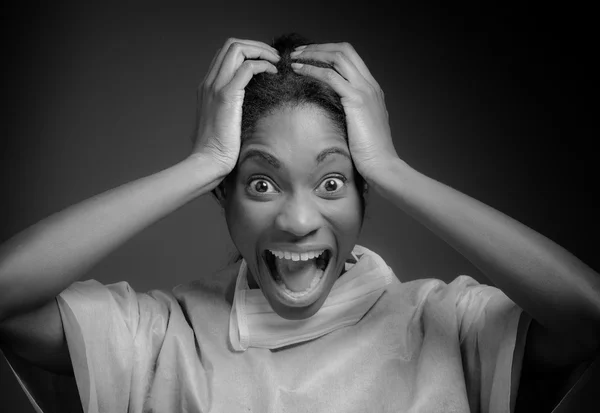 Stressed model pulling hairs by hands — Stock Photo, Image