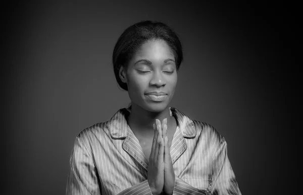 Modell imádkozik, vagy azzal a kívánsággal — Stock Fotó
