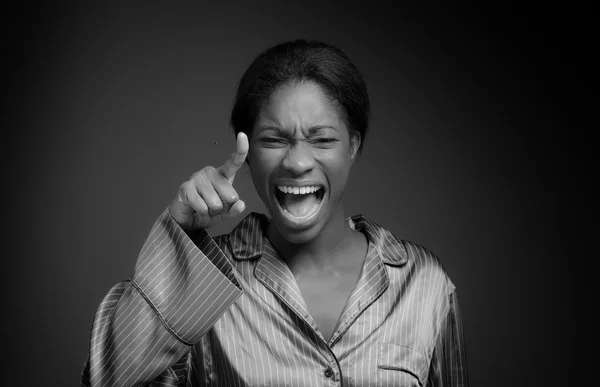 Model angry scolding and pointing — Stock Photo, Image