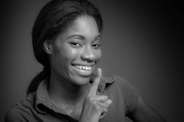 Model with finger on lips — Stock Photo, Image