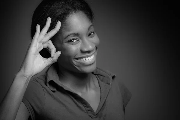 Model gesturing ok sign — Stock Photo, Image