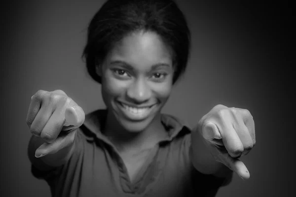 Model pointing to camera — Stock Photo, Image