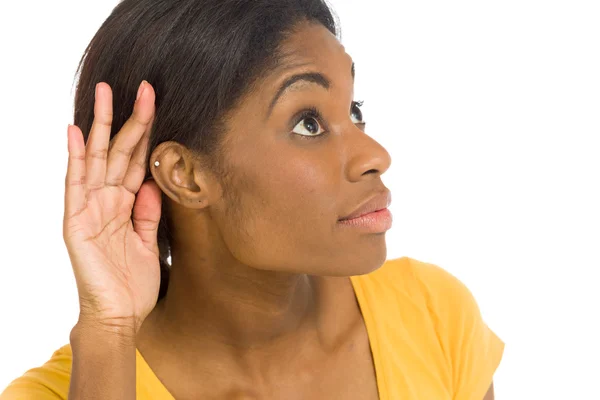 Model listening paying attention — Stock Photo, Image