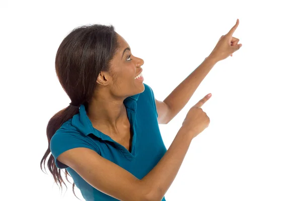 Model pointing with fingers — Stock Photo, Image