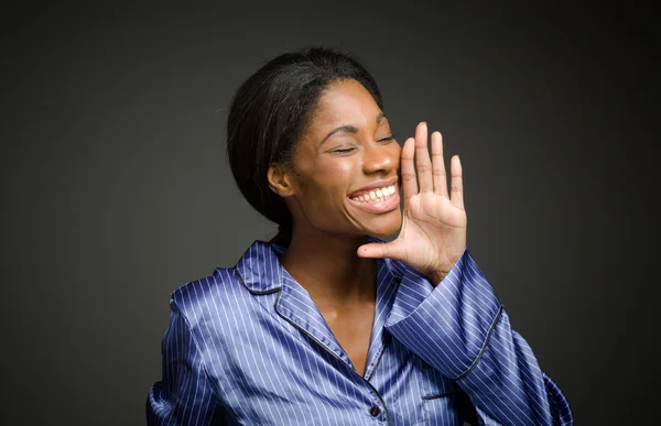 Model talking or shouting in voice — Stock Photo, Image