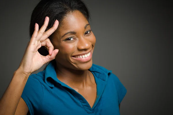 Model gesturing ok sign — Stock Photo, Image