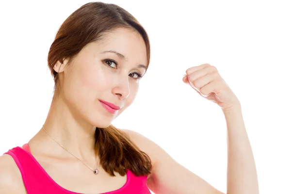 Model shows strength in arm curl — Stock Photo, Image