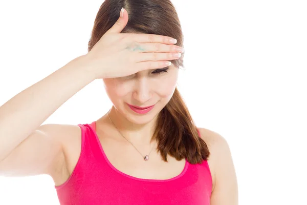 Model hiding face because of shame — Stock Photo, Image