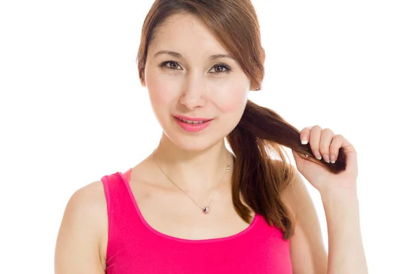 Gestresstes Model zieht an Haaren — Stockfoto