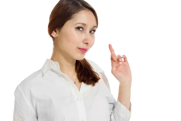 Model with fingers crossed for luck — Stock Photo, Image