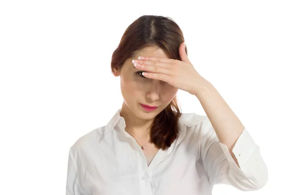 Model hiding face because of shame — Stock Photo, Image