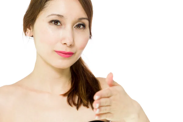 Model greeting with handshake — Stock Photo, Image