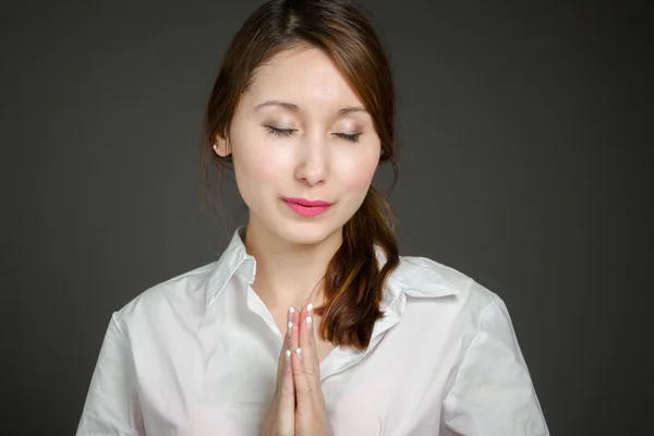 Model praying or wishing — Stock Photo, Image