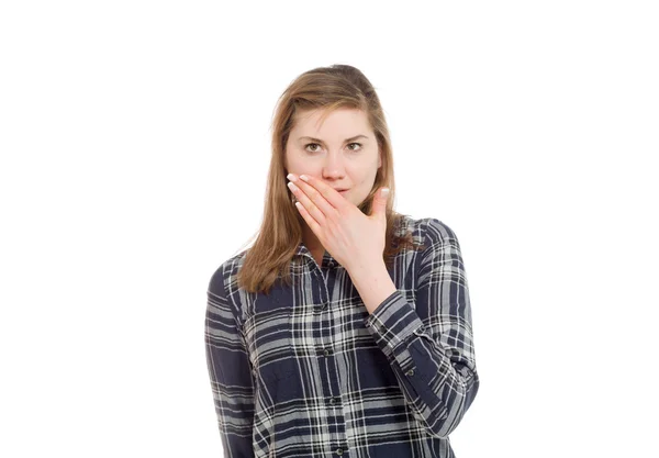 Model covering mouth — Stock Photo, Image