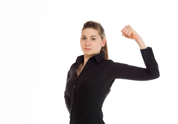 Model shows strength in arm curl — Stock Photo, Image