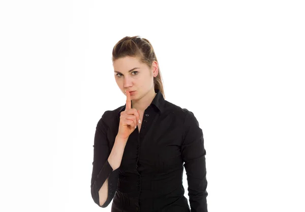 Model with a  finger on lips — Stock Photo, Image