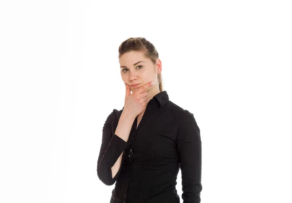 Confident Model with hand on chin — Stock Photo, Image